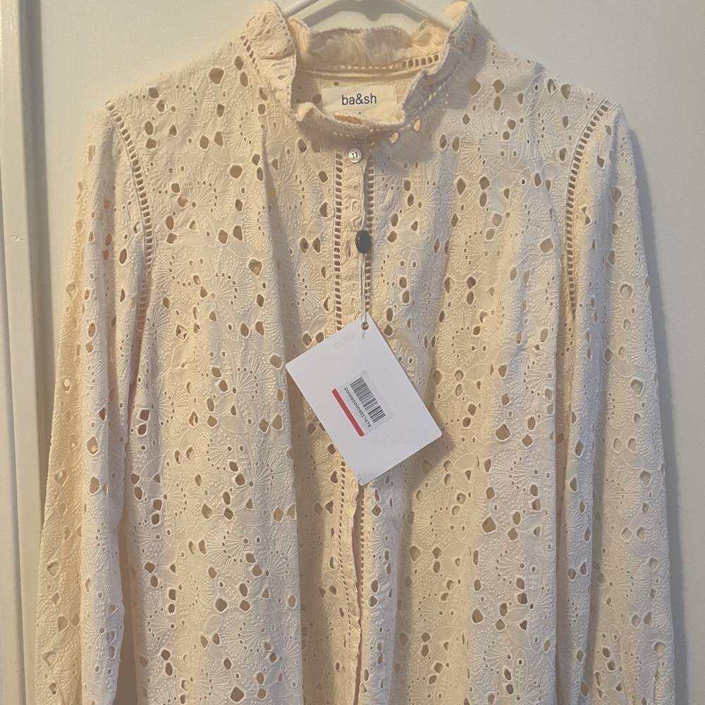 BA&SH broderie anglaise beige Cotton shirt.